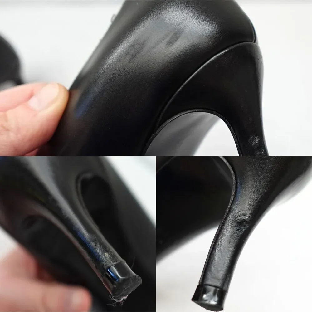 Versace Black Leather Medusa Logo Kitten Heels Size EU 36 (w/ OG Box & CLG code)